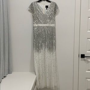 Adrianna Papell Beaded V-neck gown